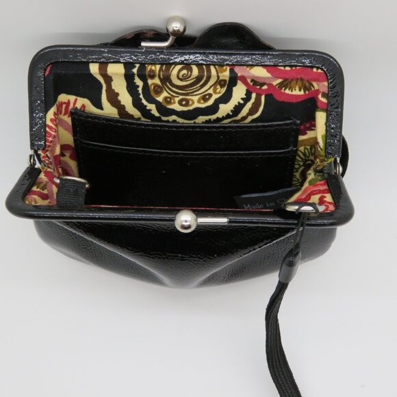 Women Wristlet Brighton Black Patent Leather Wallet Bag Coin Purse Kisslock - Picture 5 of 12